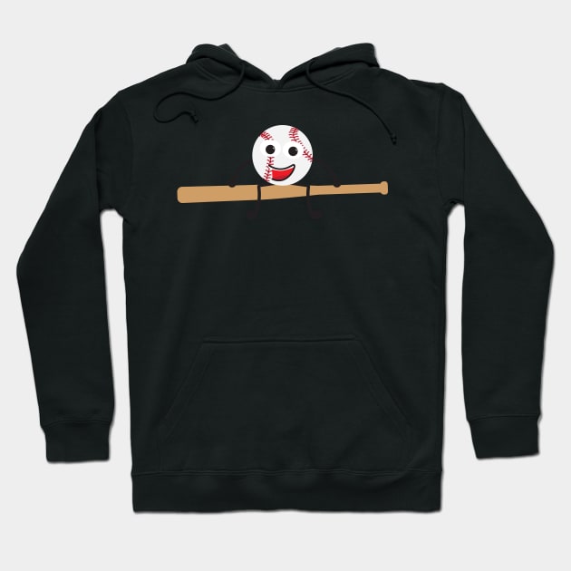 Cute Cartoon Baseball Ball and Bat Hoodie by sigdesign